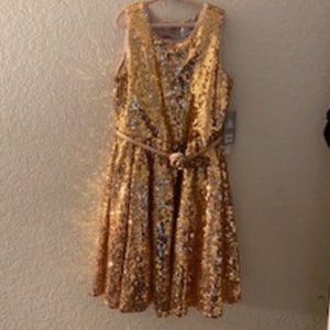 Girl's Gold Sequence Disney Holiday Dress